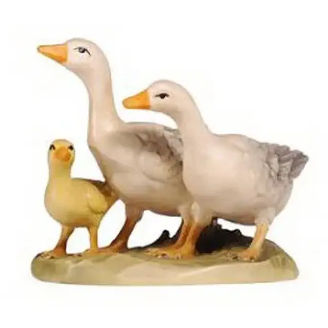 Houtsnijwerk Groep Ganzen 12 Cm / Gekleurd