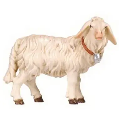 Houtsnijwerk Schaap Met Belletje 12 Cm/Gekleurd