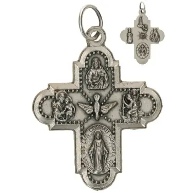 Croix Plurisaints - 26 mm - Métal argenté