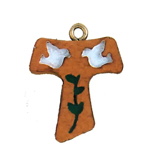 Croix Tau s/cordon - 30 mm - Bois d'olivier