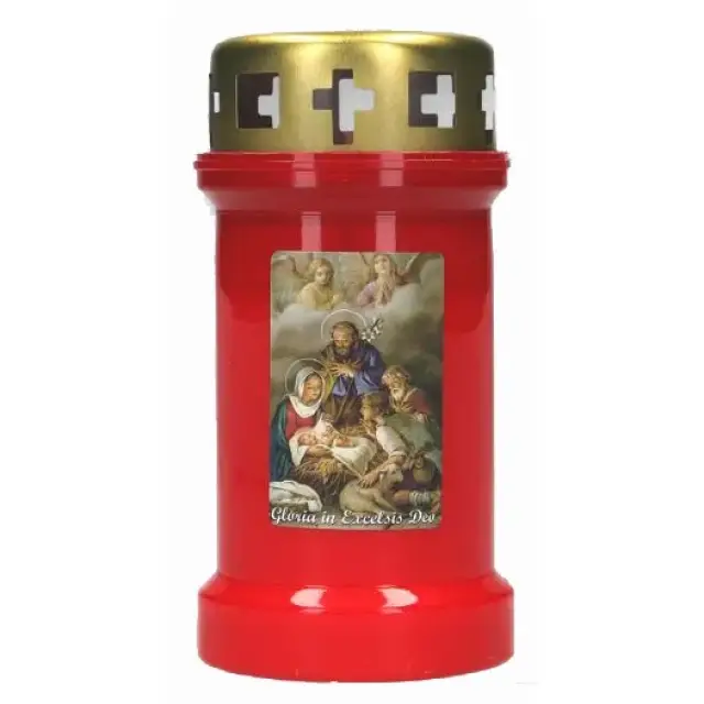 Kaars 3D / KK / rood / Kersttafereel
