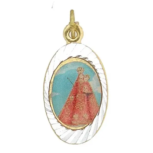 Médaille - Vierge + Enfant - Métal Doré + Email
