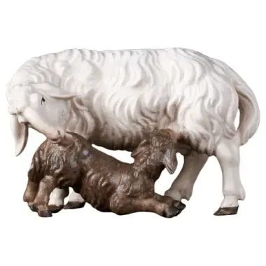 Schaap + Lam : houtsnijwerk kerstgroep Ulrich 15 cm