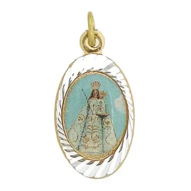 Médaille - Vierge + Enfant - Métal Doré + Email
