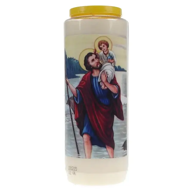 9 days candle / white / St Christopher
