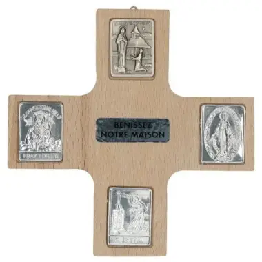 Cross fireplace 4 Medals 10 x 10 cm Bless our home