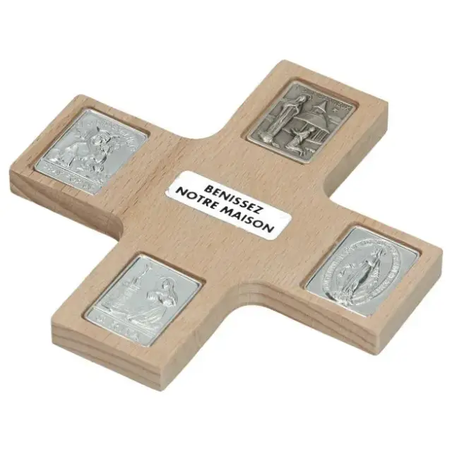 Cross fireplace 4 Medals 10 x 10 cm Bless our home