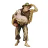 Houtsnijwerk Jongen/schaap Op Arm voor kerstfiguren van 12 cm / Gekleurd