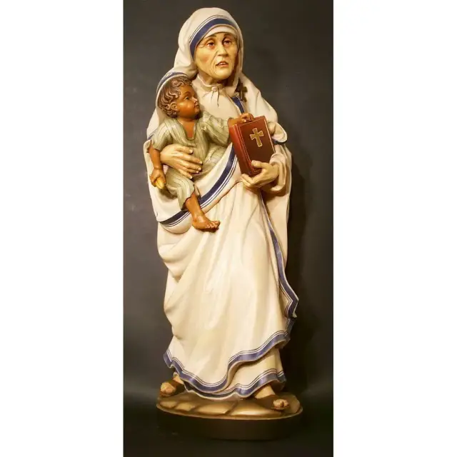 Houtsnijwerk Moeder Teresa 30 Cm Gekleurd