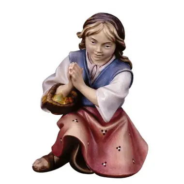 Enfant/priant : crèche de Noël en bois Ulrich 15 cm
