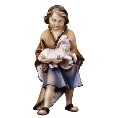 Kind met Schaap : houtsnijwerk kerstgroep Ulrich 15 cm