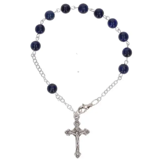single Single decade rosary rosary bracelet lapis lazuli
