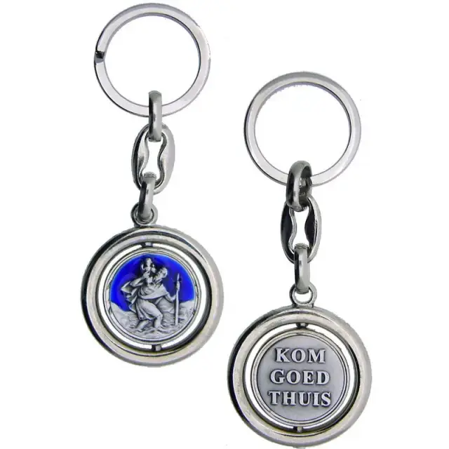 key ring Turning St. Christopherr / Kom goed thuis blue Email