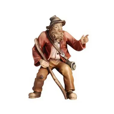 Houtsnijwerk Herder Op Bank 12 Cm / Gekleurd (2st)