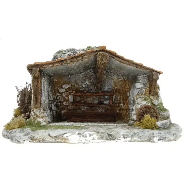 Décor pour santons de provence - Mas/étable toit 2 pentes - 21 x 10 x H 17 cm