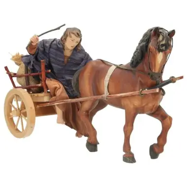 Crèche de Noël Heide Hannah : Berger avec cheval Chariot - H 20 cm Couleur