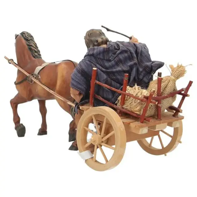 Crèche de Noël Heide Hannah : Berger avec cheval Chariot - H 20 cm Couleur