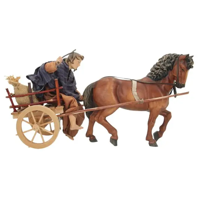 Crèche de Noël Heide Hannah : Berger avec cheval Chariot - H 20 cm Couleur
