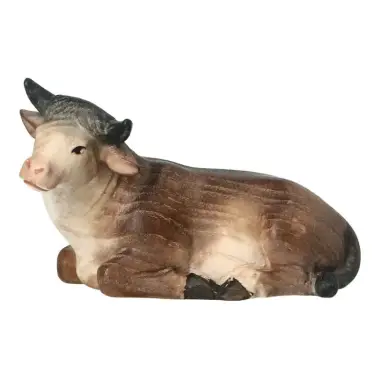 Ox laying: wood carving nativity scene Pema 12 cm