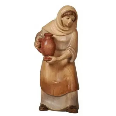 shepherdess with jug: wood carving nativity scene Pema 12 cm
