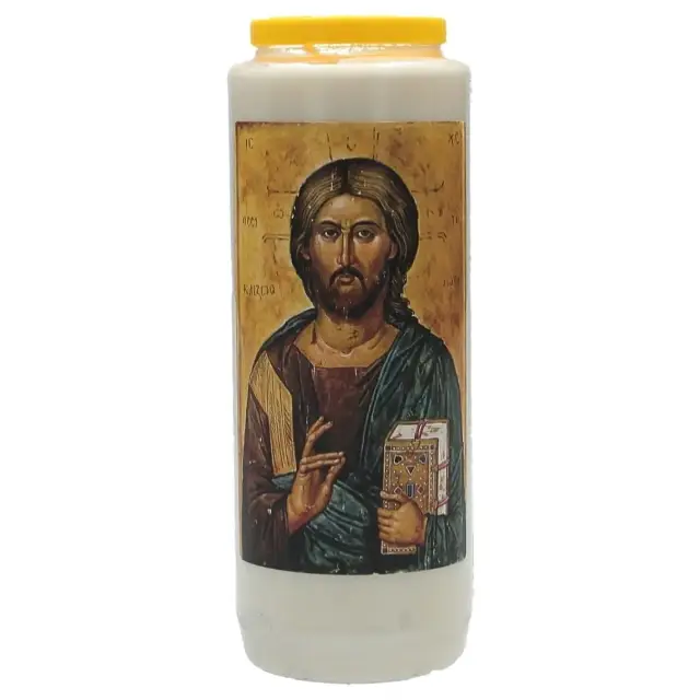 Noveenkaars / wit / Pantocrator ikoon