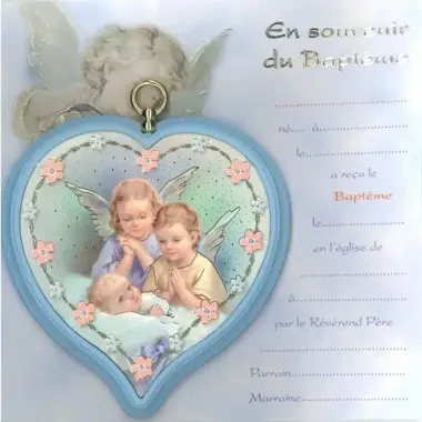 Cadre 9 X H9 cm - En souvenir du Baptême - Bleu