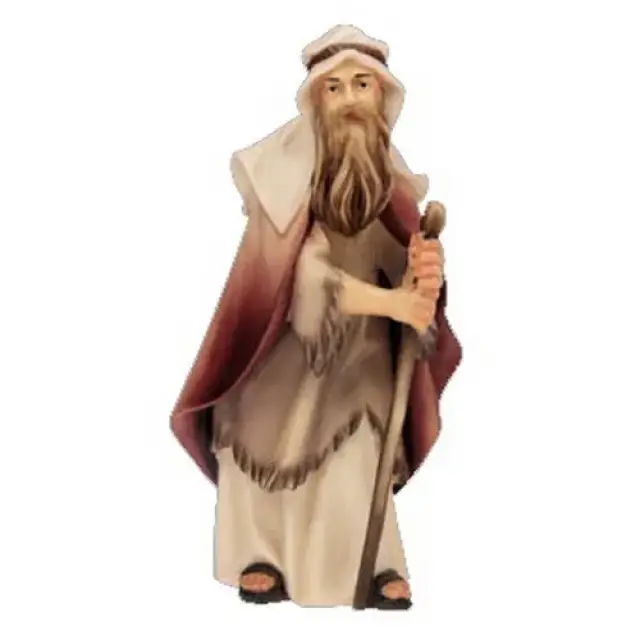 Berger avec baton : crèche de Noël en bois Ulrich 15 cm