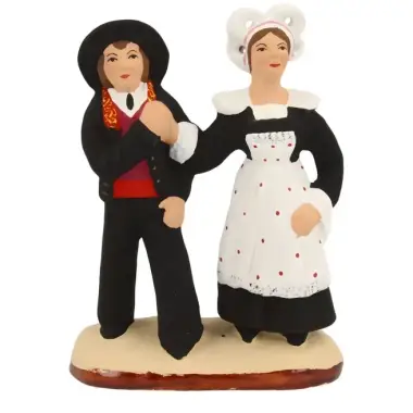 Santon Carbonel (N°2) Sujet Français couple de Bretons blanc