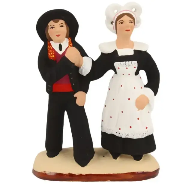 Santon Carbonel (N°2) Sujet Français couple de Bretons blanc