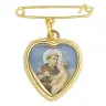 Brooch medal St Anthony Gold color metal 1.5 cm
