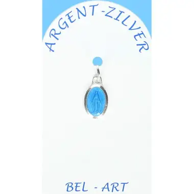 Médaille Argent - Miraculeuse - 10 mm - Email Bleu
