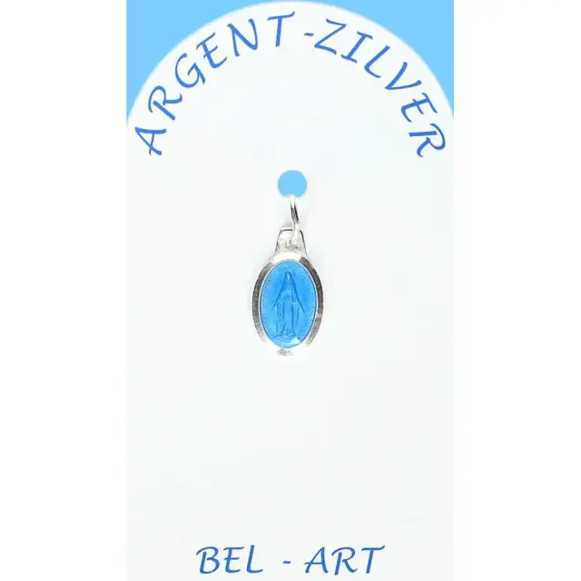 Médaille Argent - Miraculeuse - 10 mm - Email Bleu