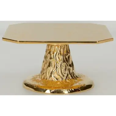 Socle doré pour ostensoir - 13 x 13 cm - H 8 cm