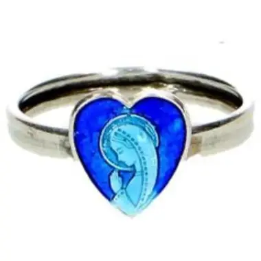 Bague Argent Email 2 tons / Coeur - Vierge
