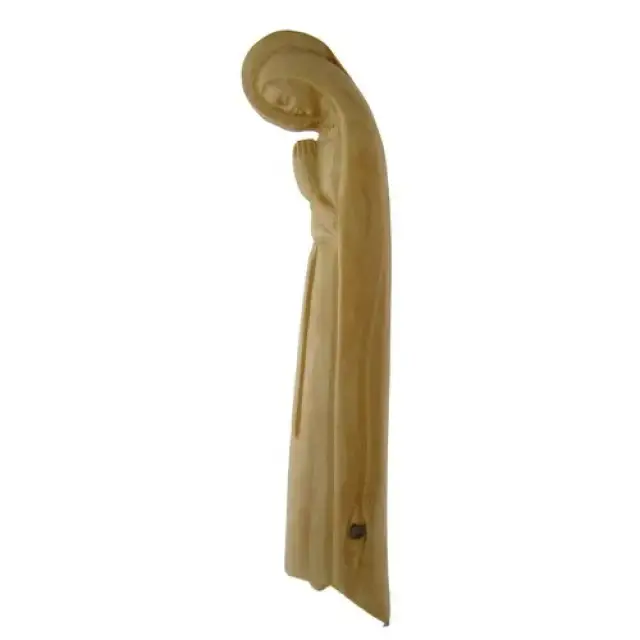 Wandbeeld Olijvenhout Biddende Maria 19 cm