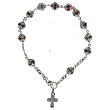 Bracelet-dizainier - argent rhodié 6 mm - strass multicolore Swarovsky + Etui
