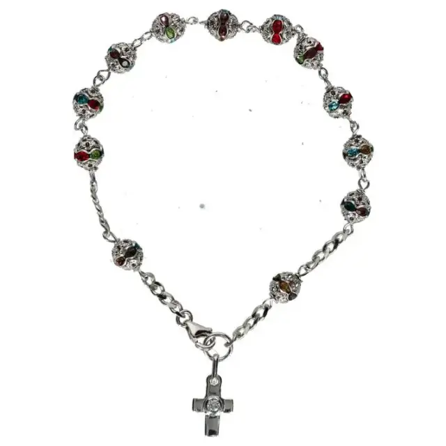 Bracelet-dizainier - argent rhodié 6 mm - strass multicolore Swarovsky + Etui
