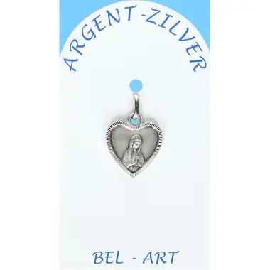 Médaille Argent Vierge priante Coeur 12 X 12 mm