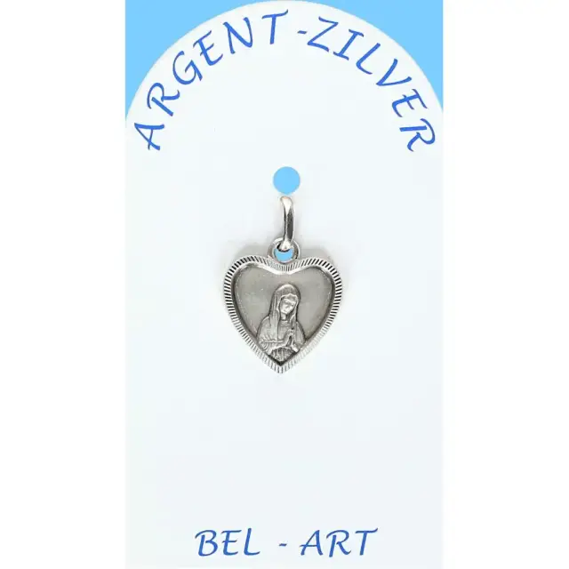 Médaille Argent Vierge priante Coeur 12 X 12 mm