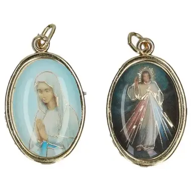 Medaille Octogon. Vierge De Banneux/ Christ Misericordieux