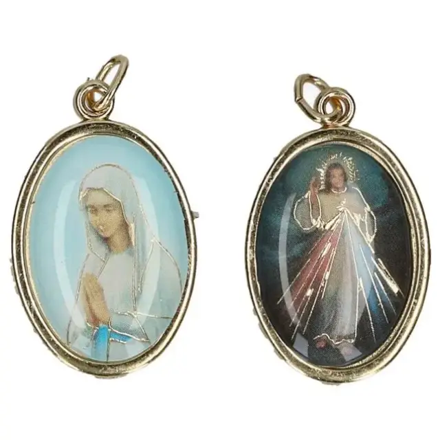Medaille Octogon. Vierge De Banneux/ Christ Misericordieux
