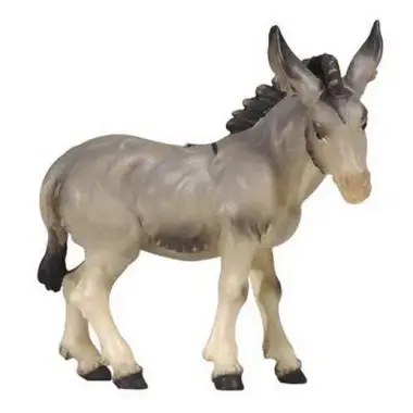 Houtsnijwerk Ezel voor kerstfiguren van 12 cm / Gekleurd