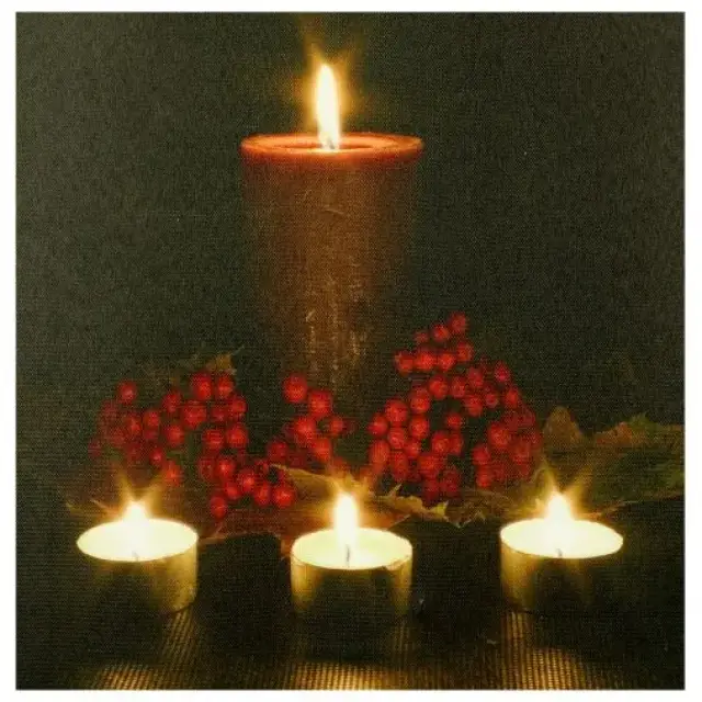 Tableau Bougies 4 Led 30 X 40 Cm