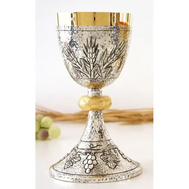 Chalice H 21 Cm With Golden Ears And Grapes