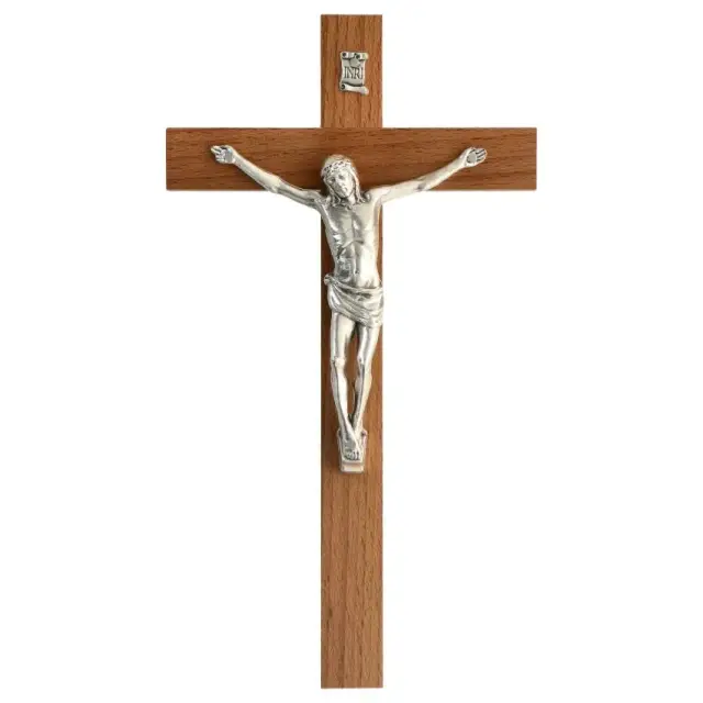 Croix Murale - 23 cm - Bois Corps Mét. Bronzé