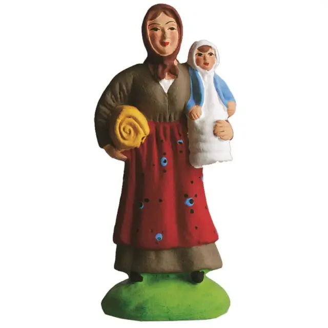 Santon Carbonel (N°2) Provencal Femme au Bebe