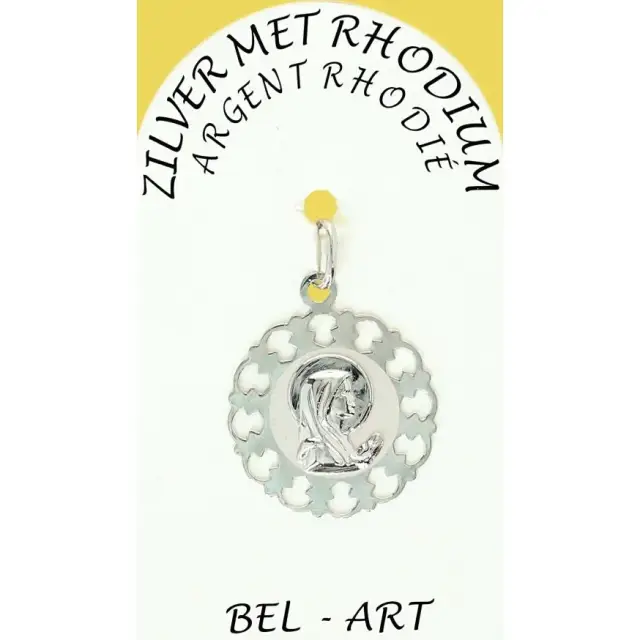 Médaille Argent Rhodié - Vierge priante 20 mm