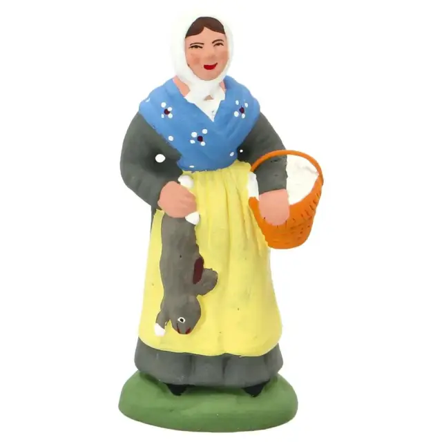 Santon Carbonel (N°2) Provencal Femme au Lapin