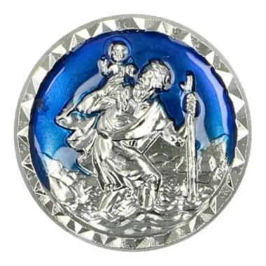 Méd. Aimantée - St Christophe - 23 mm - Email Bleu