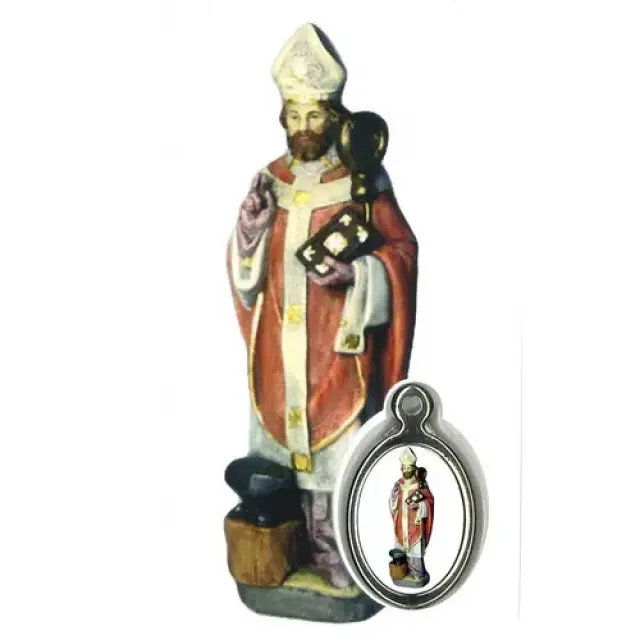 Card with prayer and medal St Eloi in French